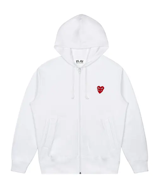Comme des Garçons PLAY Stacked Heart Hooded Sweatshirt 'White'